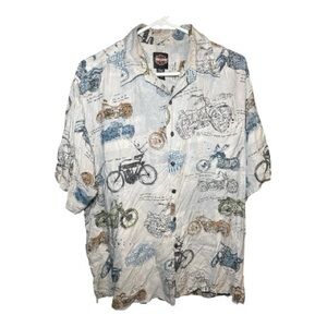 Harley-Davidson Men's Moto Hawaiian Short Sleeve Button Up Shirt XL